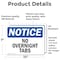 Signmission No Overnight Tabs, 10 in W x Rectangle, Vinyl Decal OS-2PACK-NS-D-710-L-14719 - alternate 5